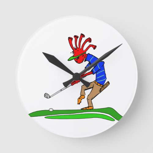 Kokopelli Golfer Round Clock