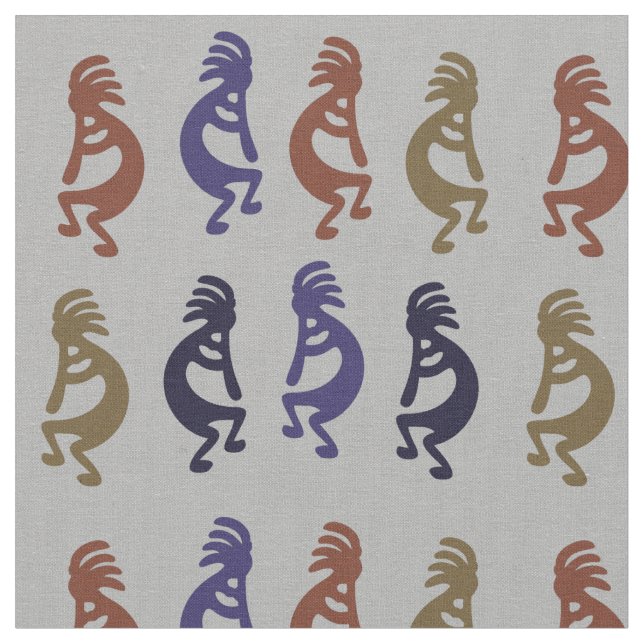 Kokopelli Group of Flute Playing Figures Fabric (Close Up)