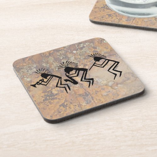 Kokopelli Horn and Flute Player Petroglyph Drink Coaster