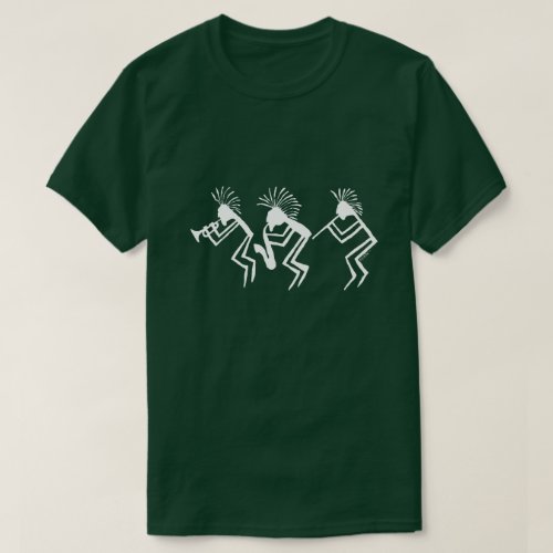Kokopelli Horn and Flute Player Petroglyph T_Shirt