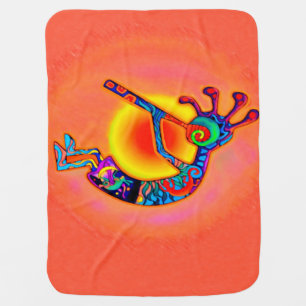 Kokopelli Lizard Sun Receiving Blanket
