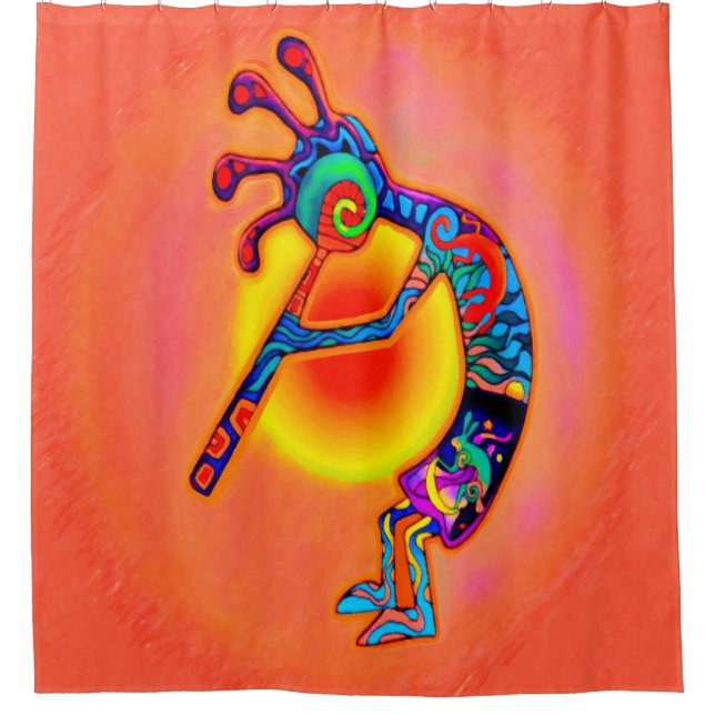 Kokopelli Lizard Sun Shower Curtain (Front)