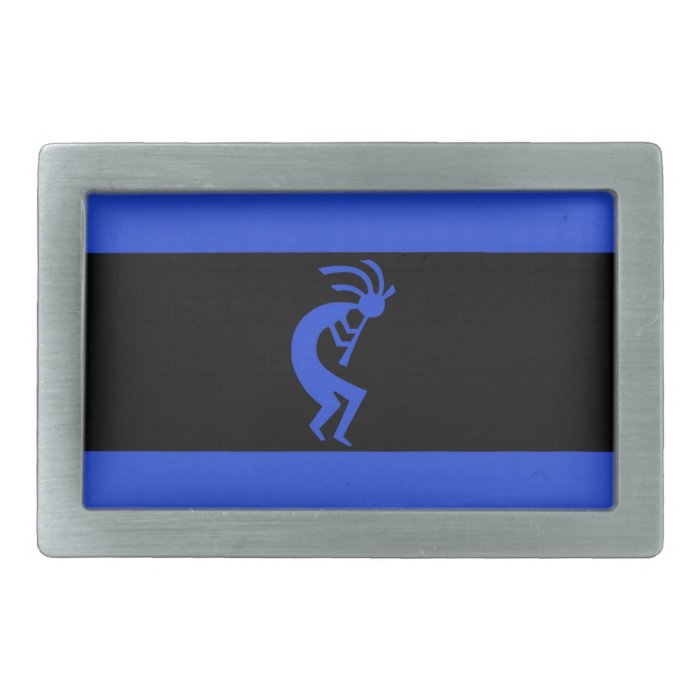 Kokopelli long Blue Belt Buckle