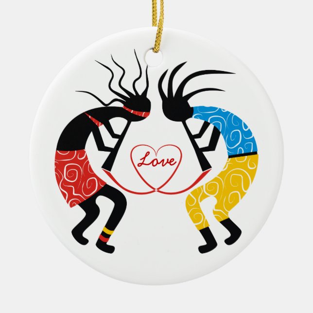 Kokopelli Love Ceramic Ornament (Front)