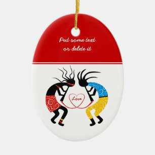 Kokopelli Love Ceramic Ornament