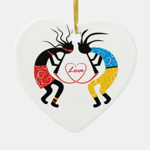 Kokopelli Love Ceramic Ornament