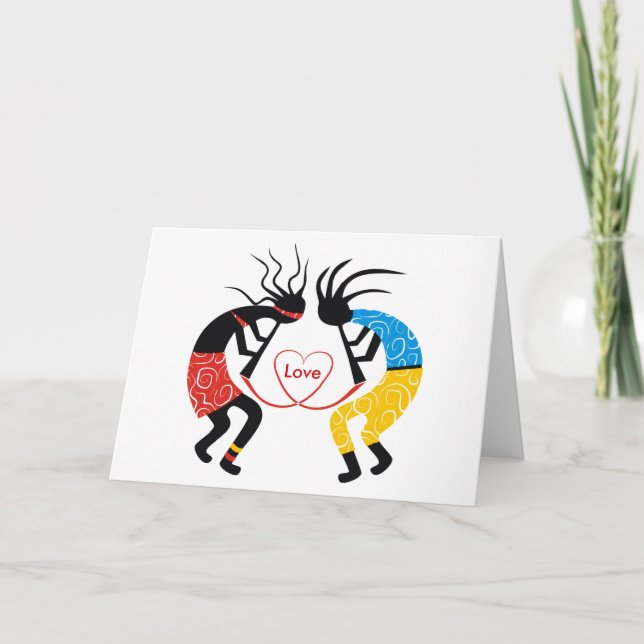 Kokopelli Love Greeting Cards (Front)