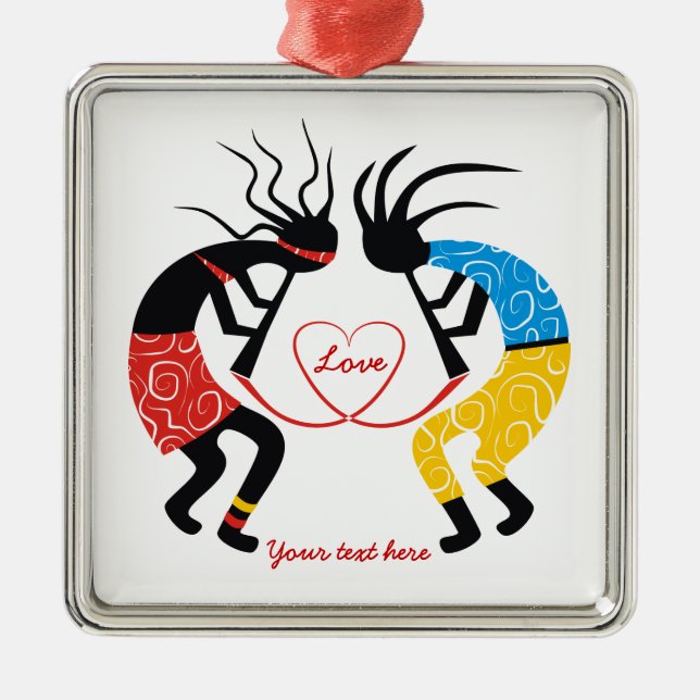 Kokopelli Love Metal Ornament (Front)