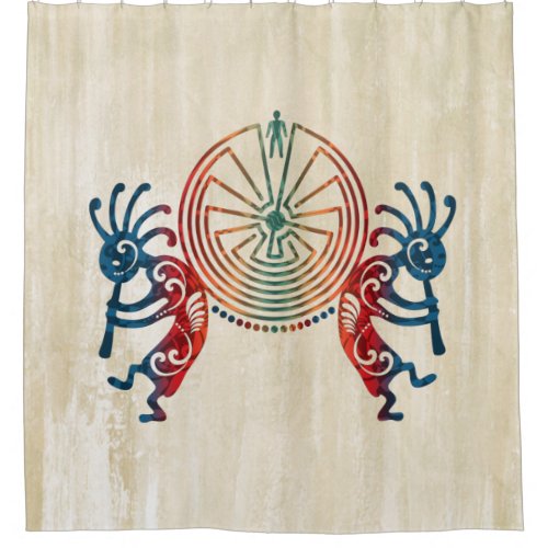 KOKOPELLI  MAN IN THE MAZE colored  your ideas Shower Curtain