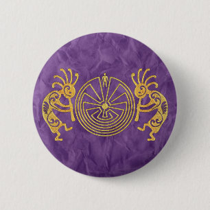 KOKOPELLI / MAN IN THE MAZE gold + your ideas Button