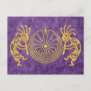 KOKOPELLI / MAN IN THE MAZE gold + your ideas Postcard