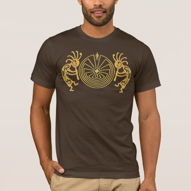 KOKOPELLI / MAN IN THE MAZE gold + your ideas T-Shirt (Front)