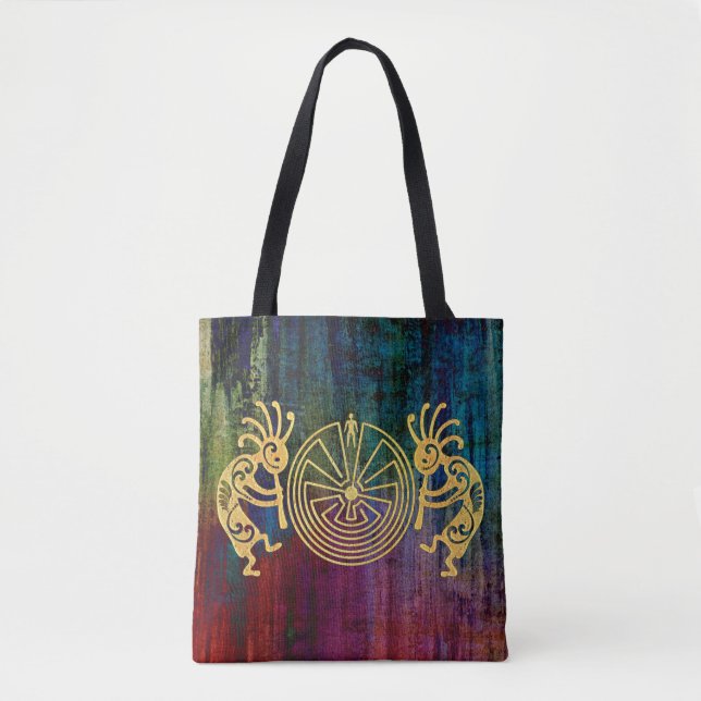 KOKOPELLI / MAN IN THE MAZE gold + your ideas Tote Bag (Front)