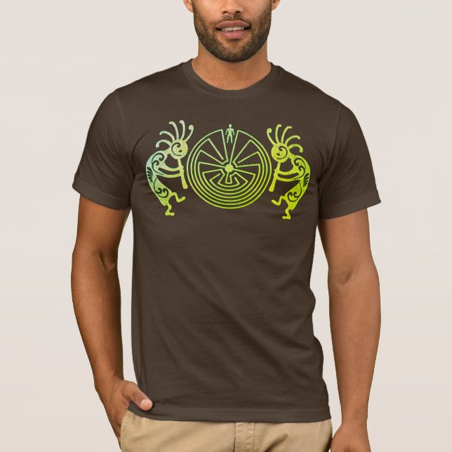 KOKOPELLI / MAN IN THE MAZE green + your ideas T-Shirt (Front)