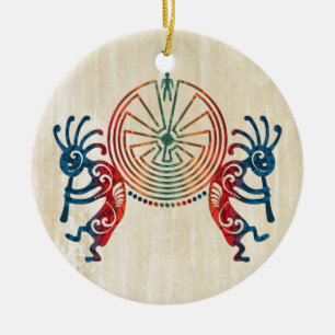 KOKOPELLI / MAN IN THE MAZE + your ideas Ceramic Ornament