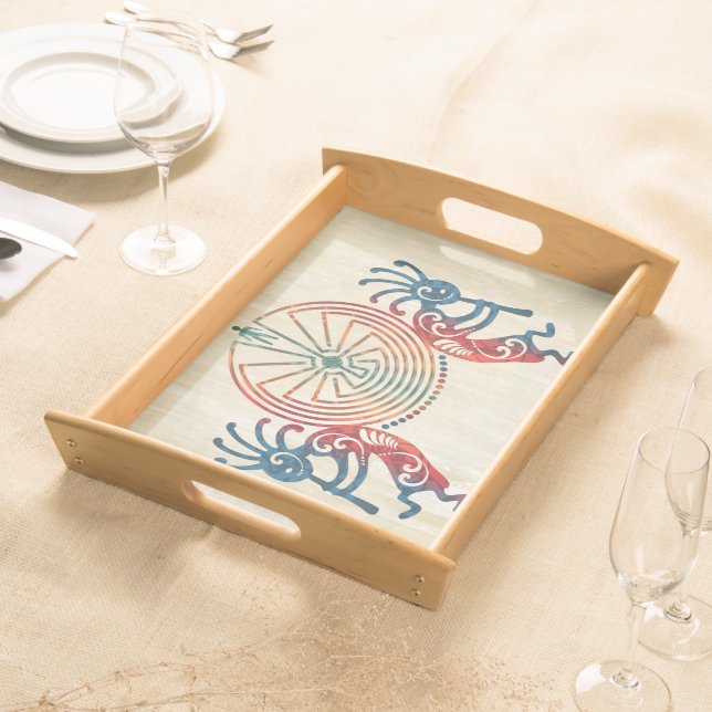 KOKOPELLI / MAN IN THE MAZE + your ideas Serving Tray (Front)