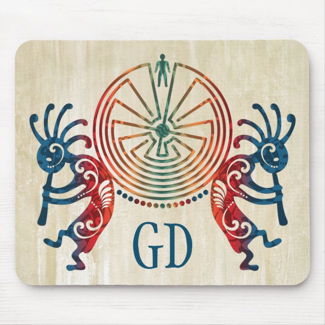KOKOPELLI / MAN IN THE MAZE + your monogram Mouse Pad (Front)
