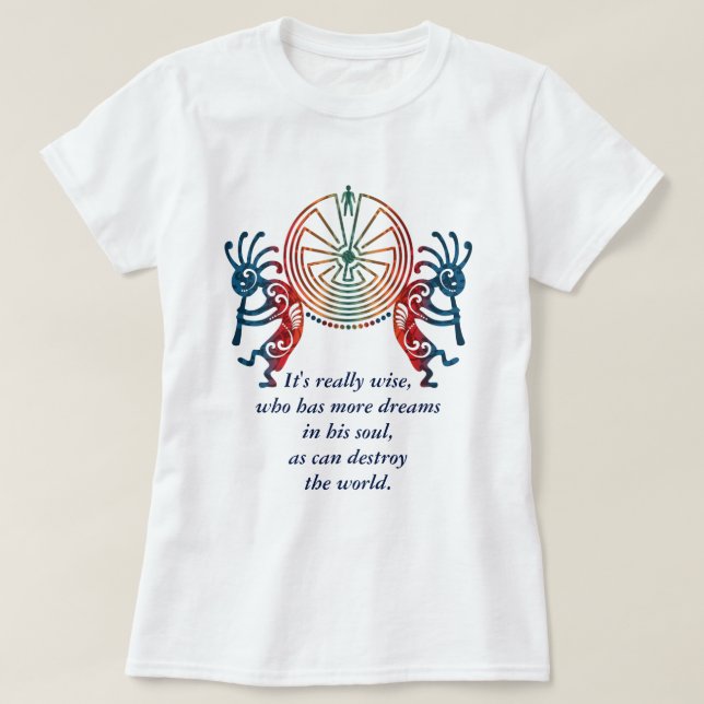 KOKOPELLI / MAN IN THE MAZE + your text T-Shirt (Design Front)