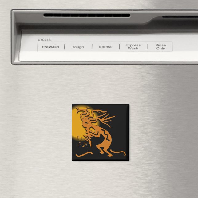 Kokopelli Merrymaker Musician Moon Black Brown Magnet (In Situ (Dishwasher))