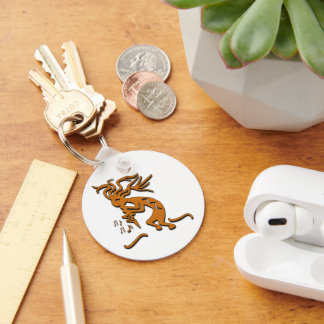Kokopelli Merrymaker Musician Musical Notes Keychain