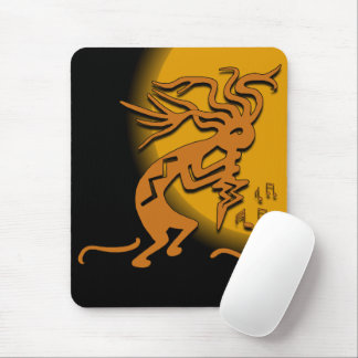 Kokopelli Merrymaker Musician Under Moonlight Mouse Pad