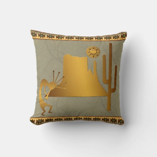 Kokopelli Mesa  Cactus Set 2 Throw Pillow