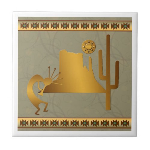 Kokopelli Mesa  Cactus Set 2 Tile