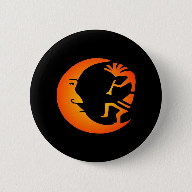 Kokopelli Moon-Black Button (Front)