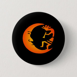 Kokopelli Moon-Black Button