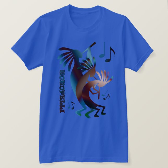 Kokopelli Music Dance Royal Blue T T-Shirt (Design Front)