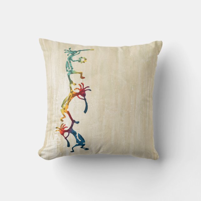 KOKOPELLI musician acrobats + your ideas Throw Pillow (Front)