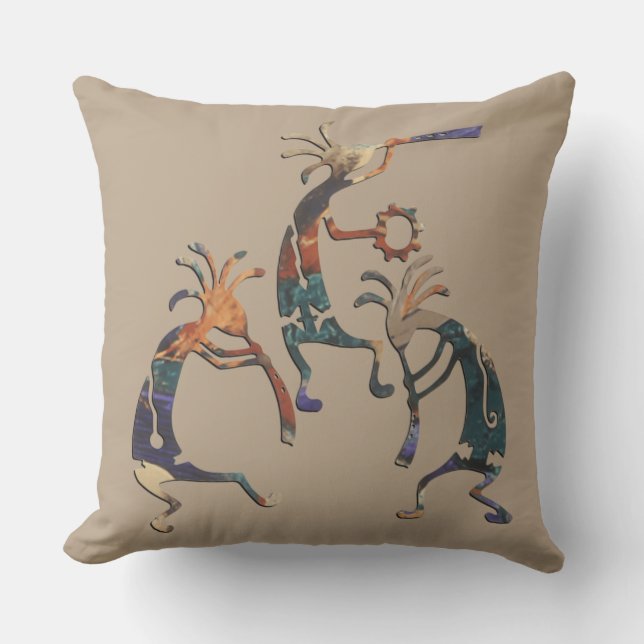 KOKOPELLI musician trio + your ideas Outdoor Pillow (Front)
