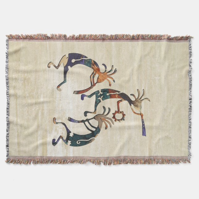 KOKOPELLI musician trio + your ideas Throw Blanket (Front)