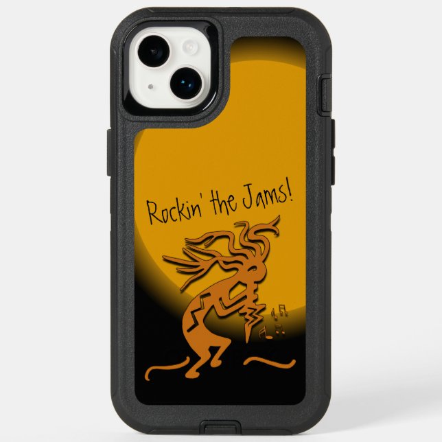 Kokopelli Musician With Musical Notes Artwork Otterbox iPhone Case (Back)