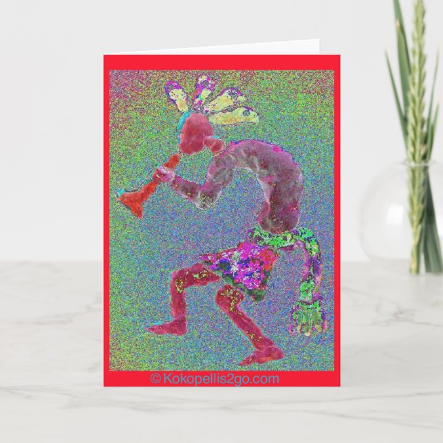KOKOPELLI MYSTICAL RED-RED BORDER CARD (Front)