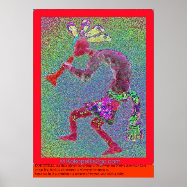 KOKOPELLI MYSTICAL RED RED BORDER POSTER (Front)