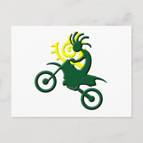 Kokopelli Native American Dirt Bike Postcard