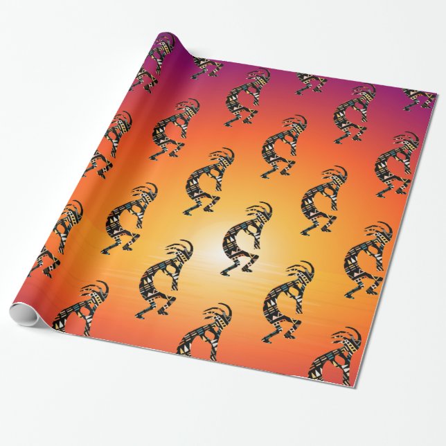Kokopelli Native American Gift Wrapping Paper (Unrolled)