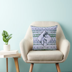 Kokopelli - Native American Seamless Pattern 2 Throw Pillow