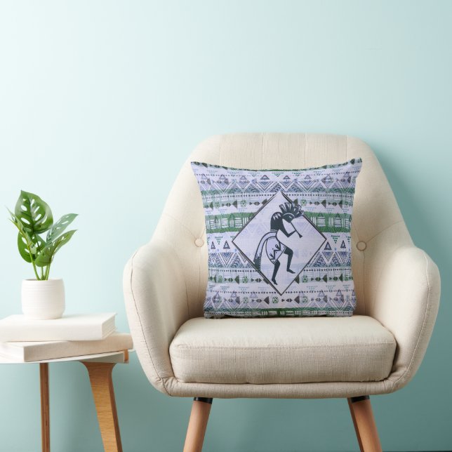 Kokopelli - Native American Seamless Pattern 2 Throw Pillow (Chair)