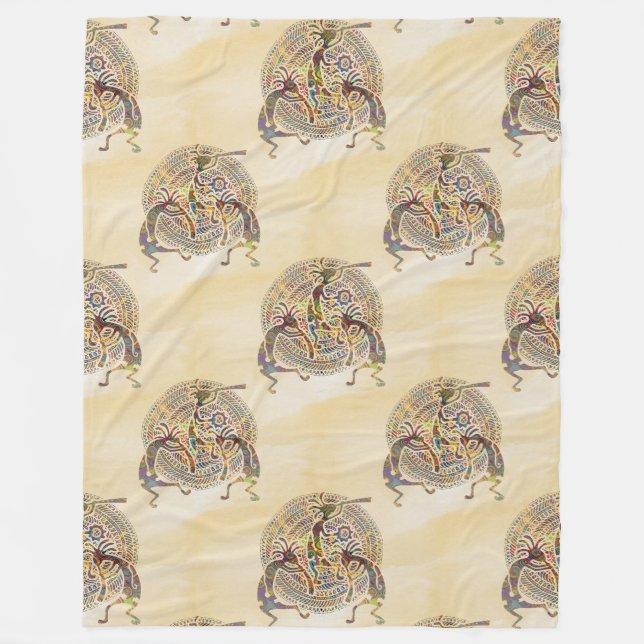 Kokopelli - Native American Seamless Pattern 8 Fleece Blanket (Front)