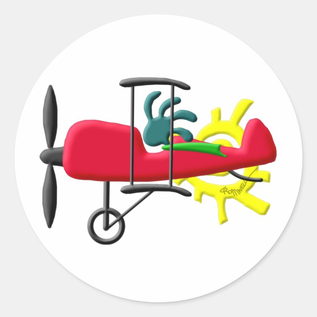 Kokopelli Native American Stunt Plane Pilot Classic Round Sticker (Front)