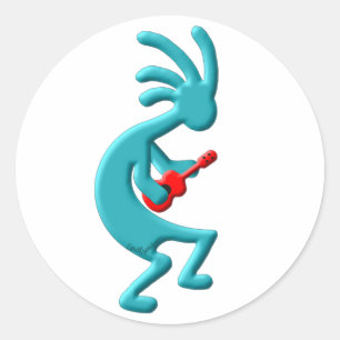 Kokopelli Native American Ukulele Classic Round Sticker