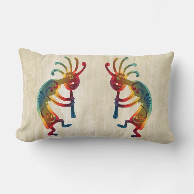 KOKOPELLI ornaments + your ideas Lumbar Pillow (Front)