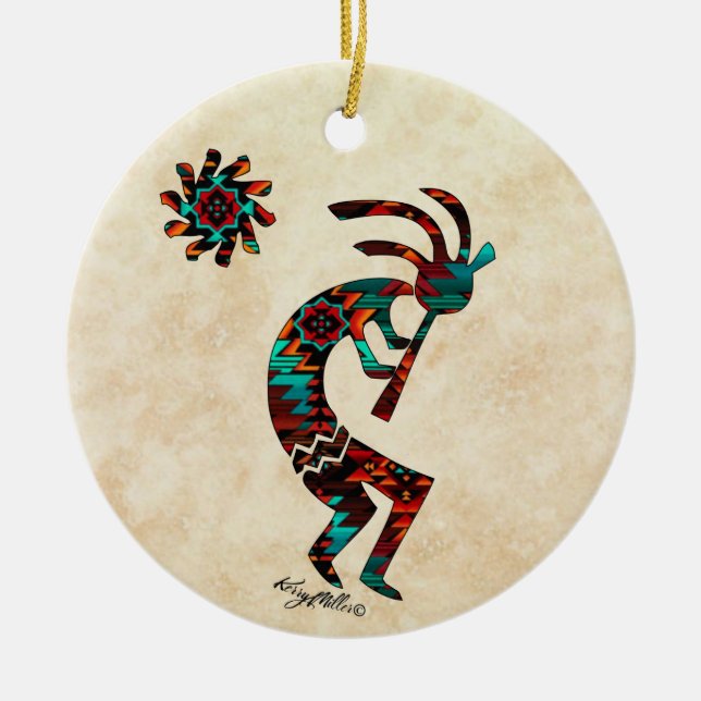 KOKOPELLI PLAYING THE FLUTE CERAMIC ORNAMENT (Front)