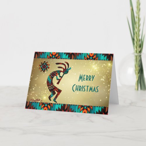 Kokopelli Playing The Flute Holiday Card