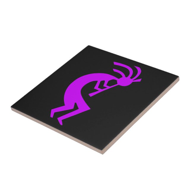 Kokopelli Purple Ceramic Tile (Side)