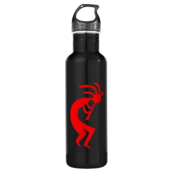 Kokopelli Red Stainless Steel Water Bottle by LgTshirts at Zazzle