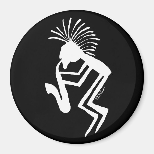 Kokopelli Saxaphone Player Petroglyph Magnet (Front)