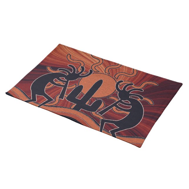 Kokopelli Southwest Decor Cactus Desert Sun Cloth Placemat (On Table)